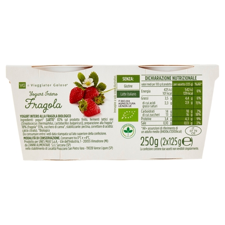 Yogurt Intero alla Fragola BIO, 2x125 g